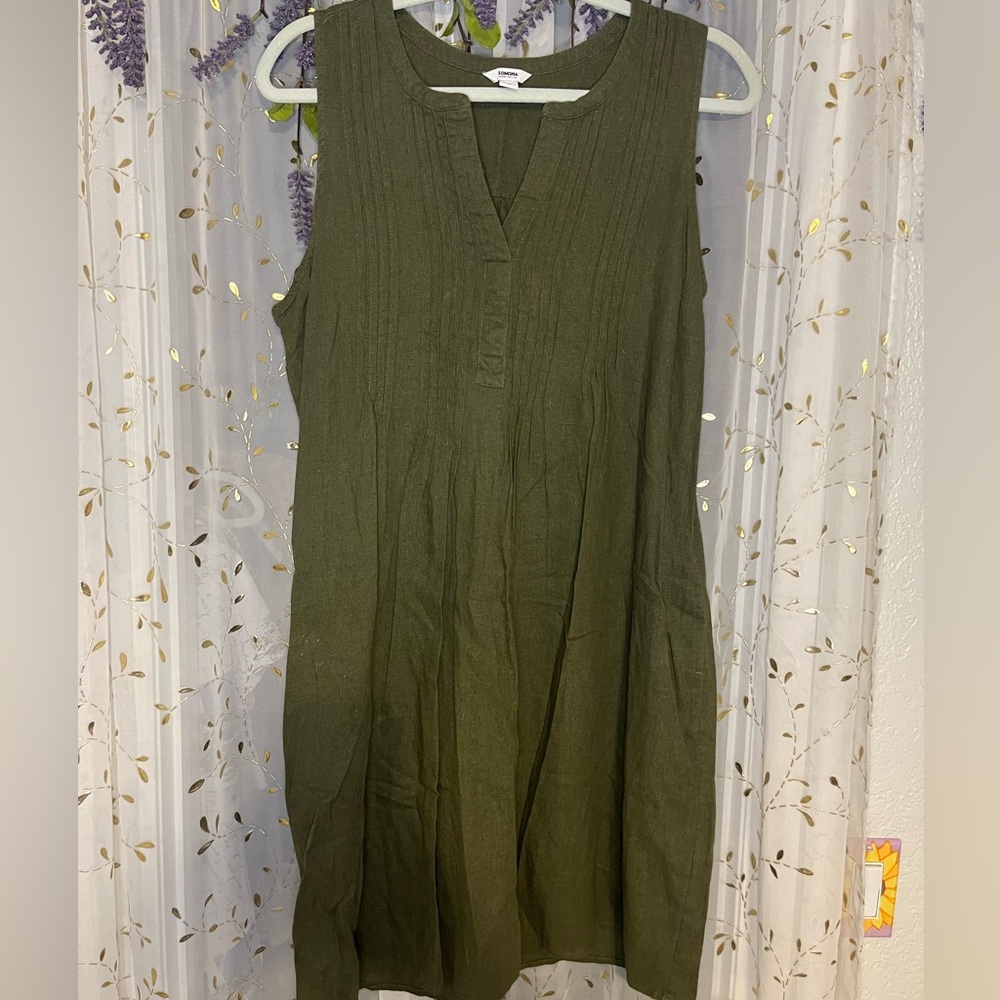 Olive Green Sleeveless Dress